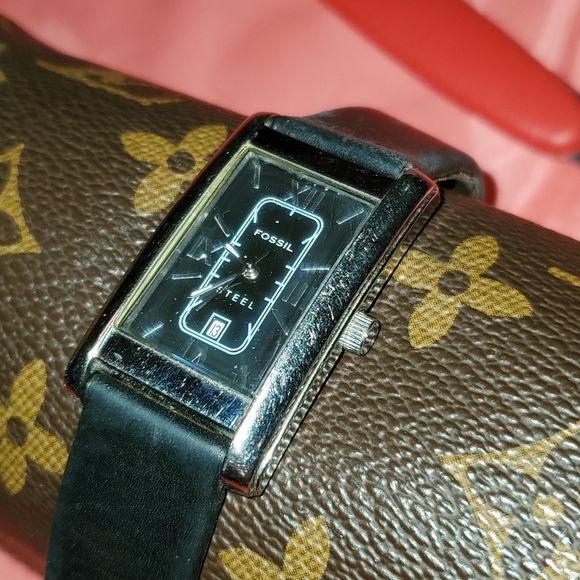 FOSSIL Steel PR-5146 Genuine Leather Quartz Analog Unisex Watch New‎ Battery - Picture 2 of 7